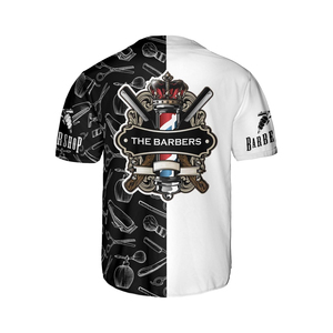 Nouveaux vêtements de travail pour barbier, t-shirt personnalisé avec logo par sublimation, blouse lavable, maillot de baseball, tenue de salon de coiffure - Product Image 2