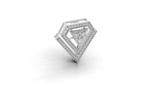 Aarinya Anillo de Compromiso de Lujo con Diamante Cultivado en Laboratorio de Corte Brillante en Forma de Escudo Geométrico Chevron, Plata 925, Estilo Art Deco Moderno - Product Image 3