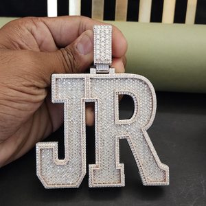 Iced Out Custom VVS Moissanite Baguette <b>Pendant</b> Hip Hop <b>Pendant</b> 925 <b>Silver</b> Iced Out <b>Pendant</b> <b>Initial</b> Latter <b>Pendant</b> For Men's - Product Image 3
