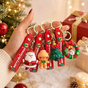 Llavero de Papá Noel, Lindo Llavero Navideño 3D de PVC, Correa de Muñeca con Colgante de Feliz Navidad, Regalo de Navidad, Dropshipping - Product Image 4