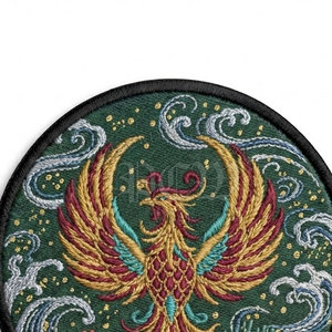Patch brodé circulaire Phénix avec motif nuage ondulé, badge en tissu à coudre pour accessoires vestimentaires - Product Image 5