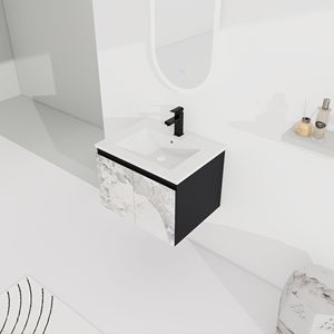 Mobile Bagno Sospeso da 24 Pollici con Lavabo in Ceramica e Anta con Chiusura Ammortizzata, Pacchetto KD - Product Image 3