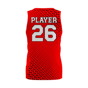 Maillot de basket-ball rouge en maille LUUK, col en V, sans manches, impression sublimée, joueur 26, unisexe, adulte, vêtements de sport respirants - Product Image 3