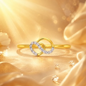 Lab Grown Diamond Interlocking <b>Circle</b> <b>Ring</b> Round Cut Pave Infinity <b>Ring</b> 10K 14K 18K Gold 925 935 Silver - Product Image 1