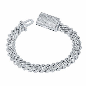 hip hop jewelry wholesale 925 sterling silver icy crystal moissanite diamond 10mm cuban chain miami bracelet for <b>men</b> women - Product Image 6