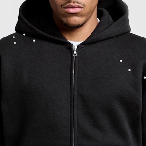 เสื้อฮู้ดดี้ RUICHI รุ่น Unisex 404GSM ผ้าหนา 100% คอตตอน ติดกระดุม แต่งขอบดิบ ทรงโอเวอร์ไซส์ ซิปสองทาง - Product Image 5