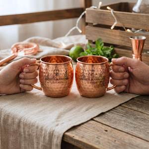 <b>Copper</b> cocktail serving mug set for luxury artistic beverage hosting hammered finish metal <b>cups</b> durable reusable serving mugs - Product Image 4