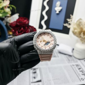 Montre analogique-numérique pour femmes, avec bracelet en caoutchouc, boîtier rond, fermoir à boucle, montre Hip Hop - Product Image 5