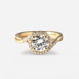 Anillo de Compromiso de Lujo con Halo de Diamantes Cultivados en Laboratorio, Corte Redondo, 1CT, Venta al Por Mayor - Product Image 1