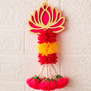 Guirnalda Floral de Lotus y Caléndula con Borlas de Perlas para Decoración del Hogar, Bodas, Pooja, Diwali, Ganpati, Venta al por Mayor - Product Image 3