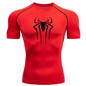 Camiseta Deportiva de Manga Corta para Hombre, Corte Ajustado, Secado Rápido, Cuello Redondo, Diseño de Personaje Tejido con Logotipo de Araña Roja - Product Image 4