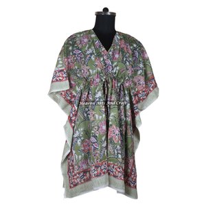 Women Silk Short Kaftan High Quality Women Clothes Short Caftan Nice Lady Dress Best Hand Block Print Dress Manufacturing - Product Image 5