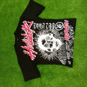 T-shirt Hell Star pour homme, streetwear oversize, haute qualité, 100% coton, t-shirt graphique unisexe, hauts décontractés, vente en gros, commande en gros, faible MOQ - Product Image 2