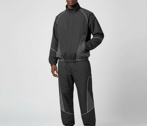 Yourbrand Men's Polyester Track Suit <b>Set</b> Casual Autumn Stand Collar Heat Transfer Printed Letter Pattern Gray Black - Product Image 5