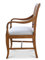 Chaise de salle à manger de luxe en bois massif traditionnel avec coussin en tissu et dossier en rotin