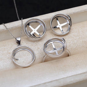 Wenchi Ensemble de supports pour pendentifs, boucles d'oreilles et bagues en argent S925, support vide à fond plat pour perle de 13,5 mm et nacre, composants de bijoux DIY -20124 - Product Image 2