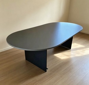 Table de conférence ovale convertible et extensible, démontable, en aggloméré mélaminé, mobilier de bureau moderne pour immeuble commercial - Product Image 1