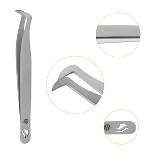 Pince à cils Stahlmann Pro de haute qualité avec logo personnalisé, en acier inoxydable, lisse et dentelée, fine, durable, prise en main parfaite, 115 mm - Product Image 4