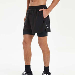 Pantalones Cortos Deportivos de Doble Capa para Hombre, Pantalones Cortos Deportivos 2 en 1 para Gimnasio, Entrenamiento, Secado Rápido, para Correr, de Doble Capa, para Verano - Product Image 1