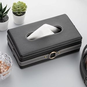 Boîte à mouchoirs en similicuir moderne Spread Spain Ranch, porte-boîte à mouchoirs rectangulaire, distributeur de serviettes pour salle de bain - Product Image 2