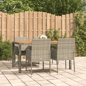 <b>Grey</b> Rattan Garden Dining Set 4 Seater Weather Resistant Outdoor Furniture Contemporary Style Metal <b>Frame</b> - Product Image 1