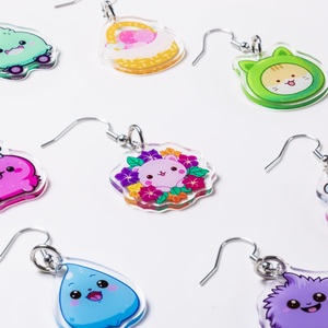 Tùy Chỉnh Long Lanh Epoxy Acrylic Điện Thoại Nhựa Quyến Rũ Bông Tai Đôi Bên In Ba Chiều Cầu Vồng Acrylic Stud Bông Tai - Product Image 6