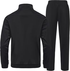Men's <b>Black</b> Tracksuit Set Full Zip Jacket and <b>Jogger</b> Pants with Red Accents Casual Wear for Autumn - Product Image 5
