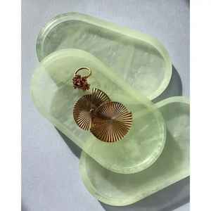 Plateau de service ovale en résine bicolore, assiettes faites à la main, écologiques, compatibles lave-vaisselle, pour mariage et décoration intérieure - Product Image 2