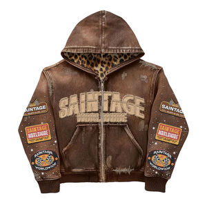 Sweat à capuche unisexe personnalisé avec fermeture éclair et strass, sweat-shirt de luxe orné de diamants, streetwear tendance, vente en gros, 100% coton molletonné éco-responsable - Product Image 1