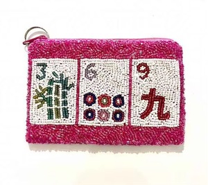 Classic Design Beaded Coin Purse with Zipper Closure Easy Storage Travel Carrying Canvas Fabric Beads Material - Product Image 2