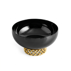 Bol en métal noir au design oriental, forme de fleur, plat décoratif pour la maison, cadeau, vaisselle, bol de service - Product Image 1
