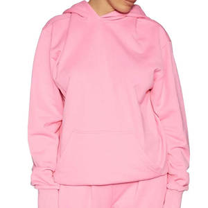 Custom Wholesale Women's Oversized Pink Hoodie Heavyweight Cotton Fleece <b>Plain</b> Unisex Drop Shoulder Pullover <b>Sweatshirt</b> - Product Image 1