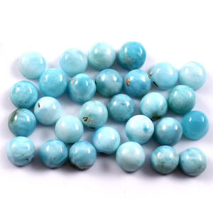 Lote al por mayor de gemas sueltas de larimar azul natural AAA++ de 9 mm, cabujón redondo calibrado, piedra semipreciosa para fabricación de joyas - Product Image 1