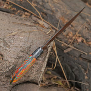 Cuchillo de caza de acero de Damasco de cobre con mango multicolor Hoja de calidad premium para aventuras al aire libre Cuchillos de espiga completa - Product Image 4