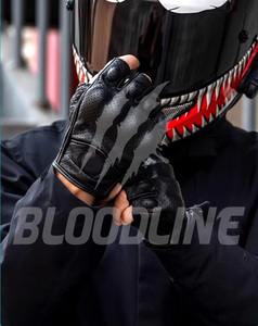Gants en cuir respirants, longueur poignet, pour usage sportif en plein air, noirs, non doublés, printemps-été - Product Image 1