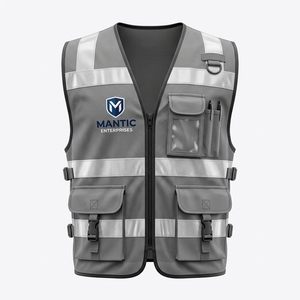 Custom logo Hi Vis Workwear Reflective Safety Vests 100 Polyester Black Construction Vest Without Pocket - Product Image 4
