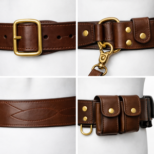 Ceinture en cuir véritable marron, bandoulière réglable, confortable, accessoire de tenue formelle pour événements et fonctions - Product Image 6