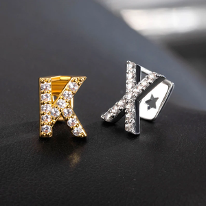 Grillz dentaire lettre K plaqué or 22 carats avec strass en cristal, style hip-hop, unisexe, bijou corporel pour usage quotidien - Product Image 1
