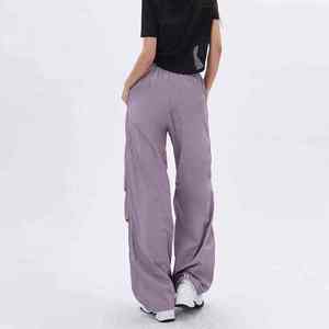 Hot Sale <b>Men's</b> Casual Custom Baggy Curved <b>Nylon</b> Track Pants Distressed Mid Quick Dry Elasticity Stacked Plain Windbreak - Product Image 5