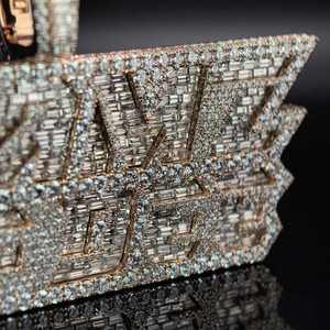 Custom Full Iced Emerald Cut Baguette Moissanite Pendant Necklace Trendy Hip Hop Style <b>Rope</b> <b>Chain</b> Made Silver Jewelry for - Product Image 3