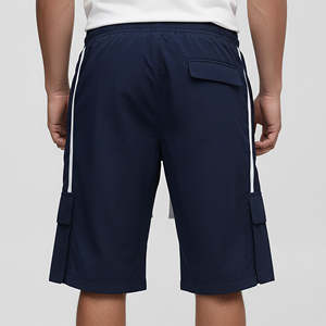 New Fashionable Streetwear Men's Jogger Short Length Breathable Polyester/Cotton Plus Size Custom Printed logo Solid Shorts - Product Image 3