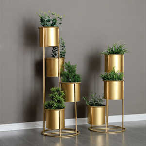 Soporte de metal dorado de latón nórdico de lujo para plantas, juego de macetas, macetero decorativo de alambre de hierro martillado para decoración de interiores, para la decoración de la sala de estar - Product Image 6