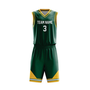 Uniforme de Baloncesto Sublimado Personalizado, Verde y Amarillo, Conjunto de Camiseta sin Mangas y Pantalones Cortos, Absorbe la Humedad, Ropa Deportiva Unisex para Adultos - Product Image 3