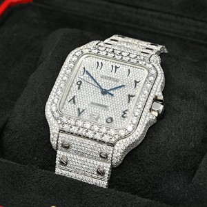 นาฬิกาหรู Cartier รุ่น Iced Watch ตัวเรือนสแตนเลสประดับเพชรโมอิสซาไนต์ ระบบอนาล็อก กลไกจักรกล ขนาด 41 มม. หน้าปัดกระจก ดีไซน์ฮิปฮอป สายแบบพับได้ - Product Image 3