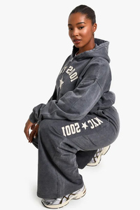 Custom Logo Charcoal Women's Plus Applique Washed Straight Leg Joggers Terry Fleece 100% Cotton Women's Pants And <b>Trouser</b> - Product Image 5