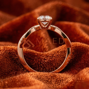 14K/18K <b>Rose</b> Gold Oval Cut Engagement Ring with <b>Infinity</b> Twist Band & Pavé Diamonds | Romantic Bridal Ring for Women - Product Image 2