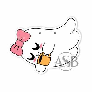 Paleta de Pestañas Personalizada de Halloween con Diseño de Fantasma Lindo Bebiendo Café y Lazo Rosa, Instrumento de Belleza - Product Image 5