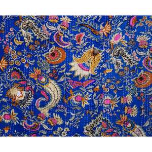 Couverture Kantha indienne faite à la main, vintage, écologique, réversible, brodée, double taille, 100% coton, pour usage domestique - Product Image 2