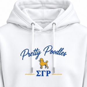 Sudadera con Capucha Corta para Mujer Sigma Gamma Rho, Sudadera con Capucha Blanca con Gráfico de Poodle SGRho, Ropa de Moda para Hermandades Griegas - Product Image 6