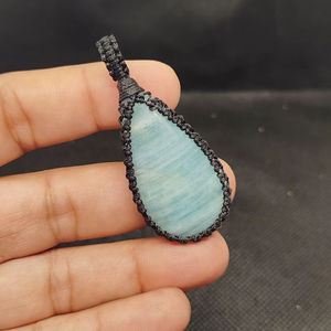 Colgante de macramé Aqua Marine con gemas naturales en cabujón, colgante de macramé hecho a mano, lote mixto de colgantes de macramé - Product Image 3